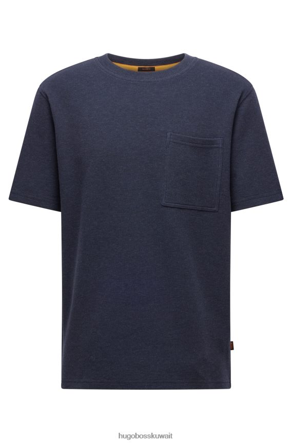 4TFNJN2660 أزرق غامق Hugo Boss تي شيرت Hugo مريح بهيكل وافل باللون الأزرق الداكن