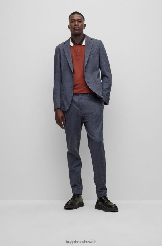 4TFNJN2668 بني Hugo Boss قميص بولو بني بقصة عادية مع ياقة هوغو ملونة