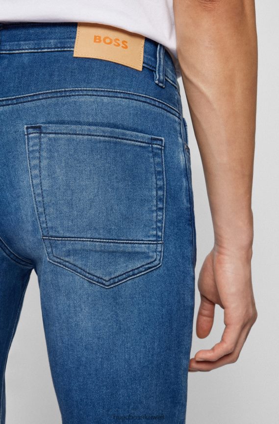 4TFNJN2673 أزرق غامق Hugo Boss بنطال جينز مدبب من قماش الدنيم الأزرق المريح باللون الأزرق الداكن