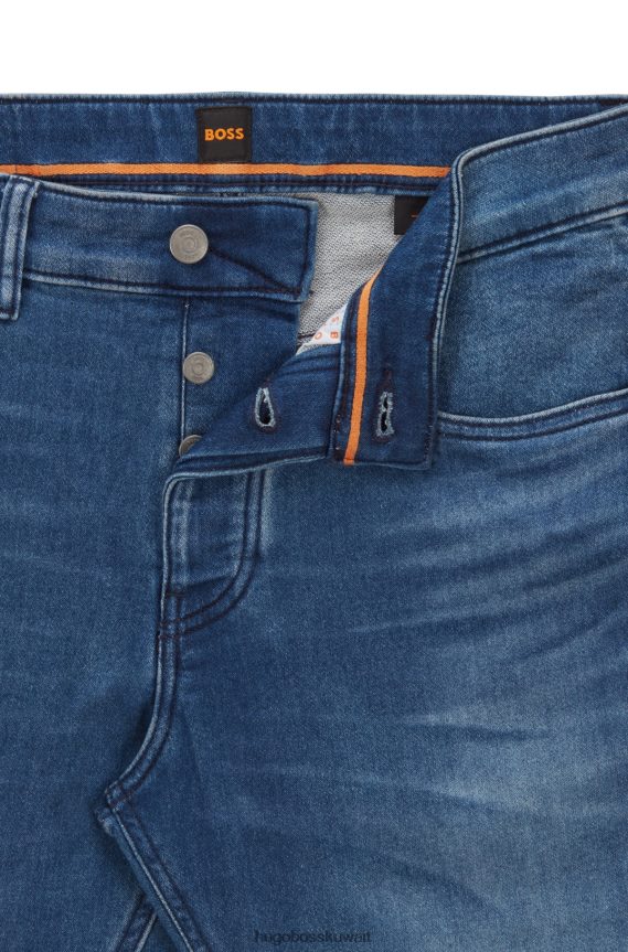 4TFNJN2673 أزرق غامق Hugo Boss بنطال جينز مدبب من قماش الدنيم الأزرق المريح باللون الأزرق الداكن