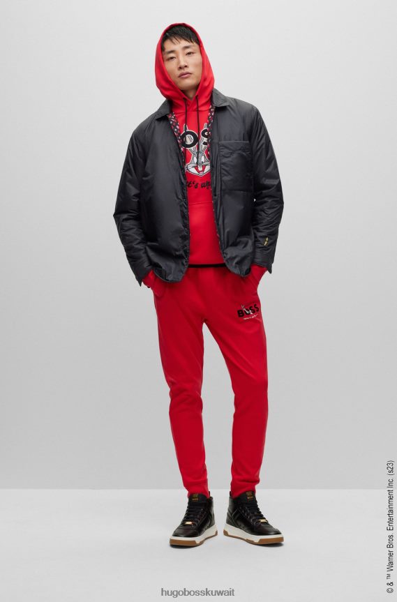 4TFNJN2684 أحمر Hugo Boss سترة لوني تونز × قطن متشابك