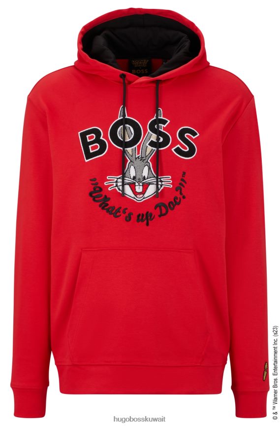 4TFNJN2684 أحمر Hugo Boss سترة لوني تونز × قطن متشابك