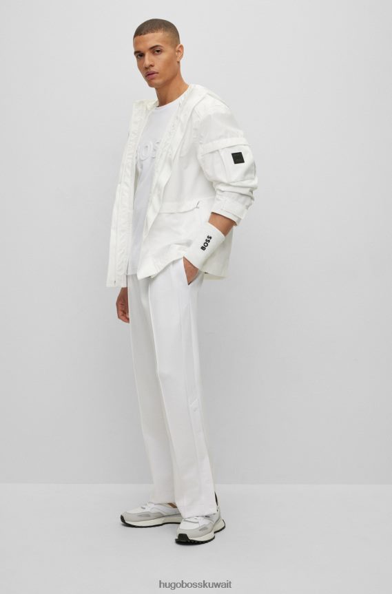 4TFNJN2686 أبيض Hugo Boss تي شيرت شبكي من مزيج القطن بشعار x Matteo Berrettini