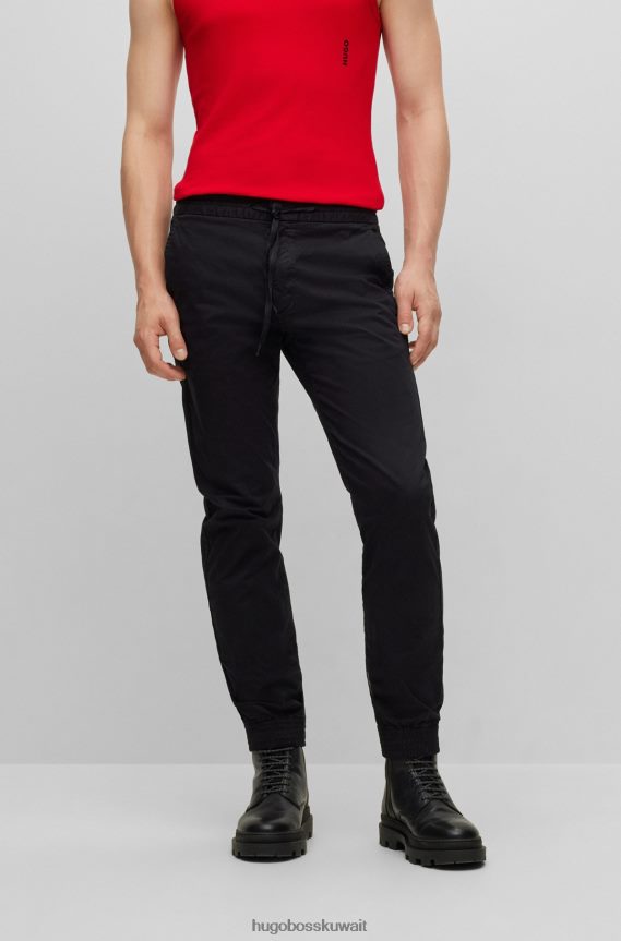 4TFNJN2694 أسود Hugo Boss بنطال تشينو بقصة ضيقة من قماش الجبردين القطني المطاطي باللون الأسود