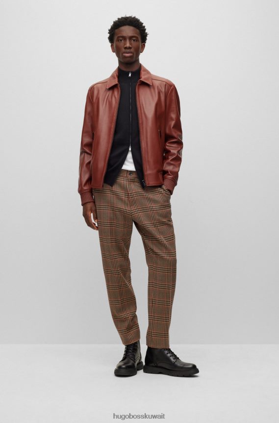 4TFNJN2695 أسود Hugo Boss كارديجان أسود بقصة عادية من الصوف البكر مع شريط هوغو المميز