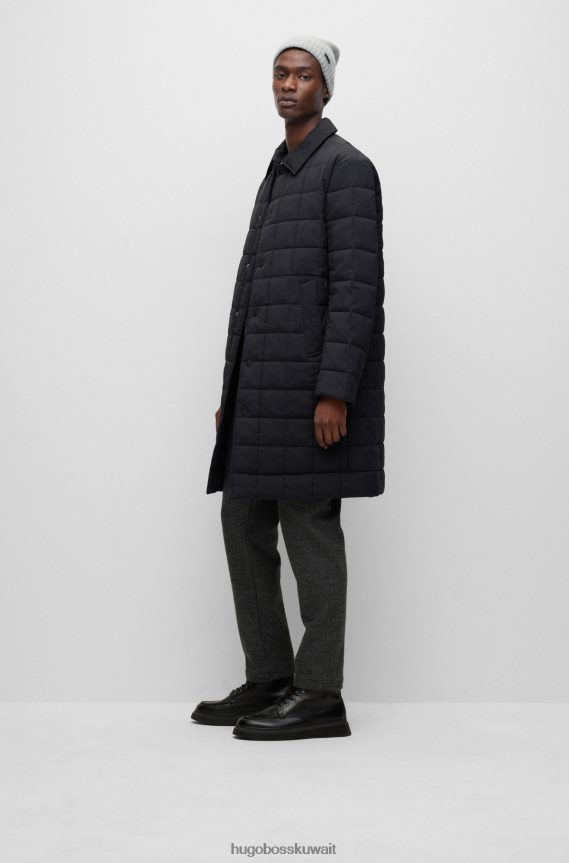 4TFNJN2703 أسود Hugo Boss سترة هوغو سوداء مبطنة مقاومة للماء بمقاس مريح
