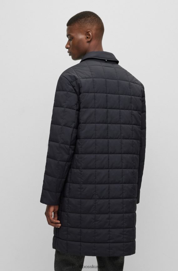 4TFNJN2703 أسود Hugo Boss سترة هوغو سوداء مبطنة مقاومة للماء بمقاس مريح