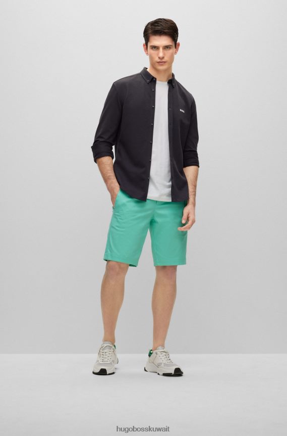 4TFNJN2706 أسود Hugo Boss قميص بقصة عادية مصنوع من مزيج القطن بيكيه © باللون الأسود