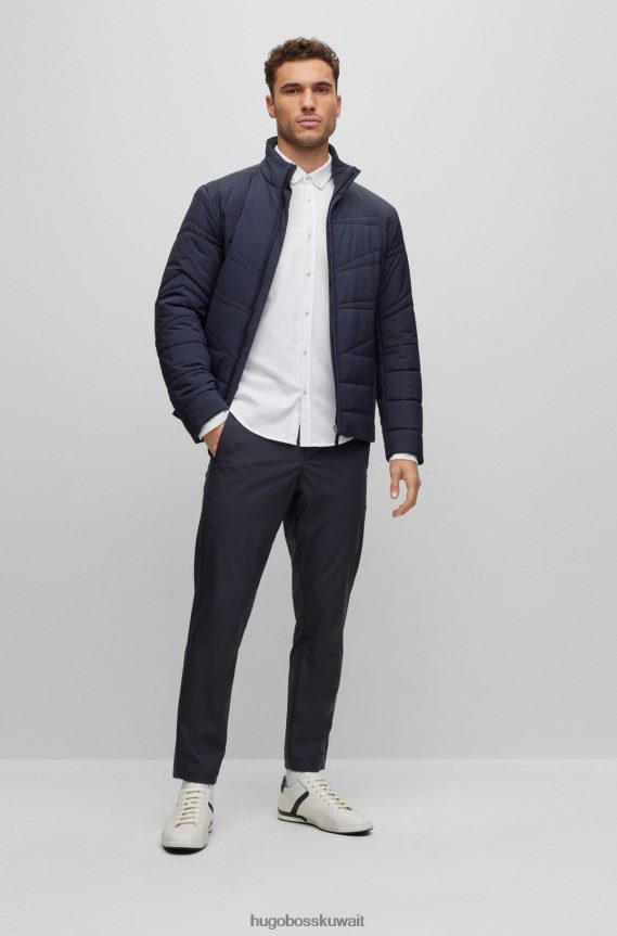 4TFNJN2707 أبيض Hugo Boss قميص أبيض بقصة عادية مصنوع من مزيج القطن بيكيه هوغو