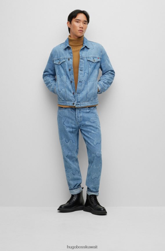 4TFNJN2711 البني الفاتح Hugo Boss سترة هوغو ذات رقبة دائرية ضيقة للغاية مع هياكل مختلطة، بني فاتح