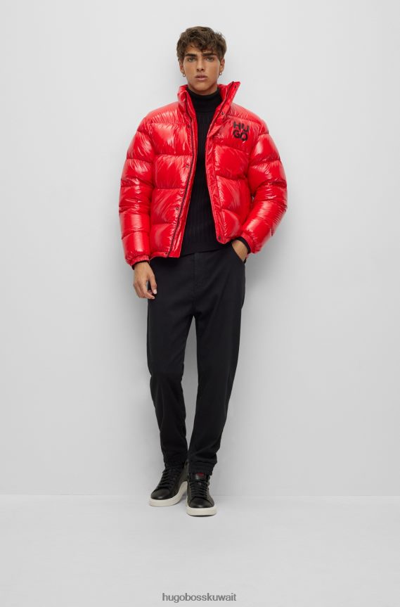 4TFNJN2713 أسود Hugo Boss سترة سوداء ضيقة للغاية بياقة مطوية مع هياكل مختلطة من هوغو