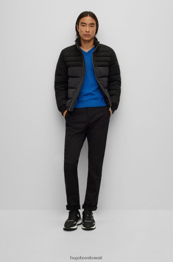 4TFNJN2720 أسود Hugo Boss سترة مبطنة ذات مقاس عادي بمواد مختلطة باللون الأسود هوغو