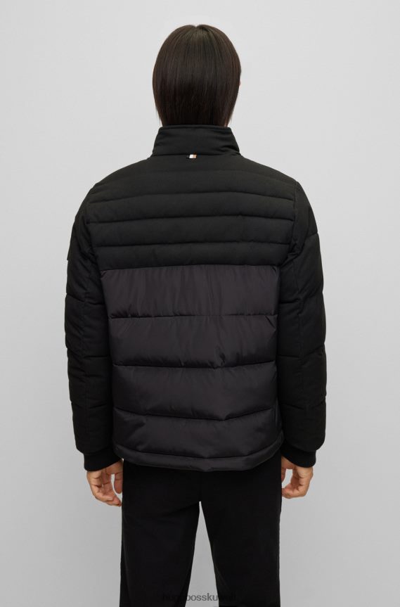 4TFNJN2720 أسود Hugo Boss سترة مبطنة ذات مقاس عادي بمواد مختلطة باللون الأسود هوغو