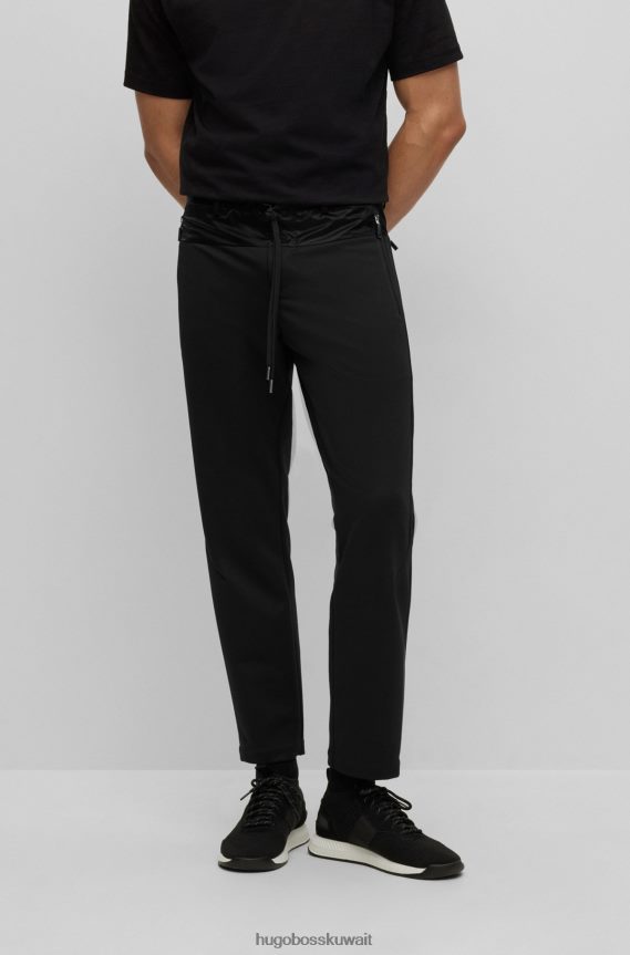 4TFNJN2728 أسود Hugo Boss x ajbxng بنطال ضيق عادي الارتفاع مع علامة تجارية تعاونية