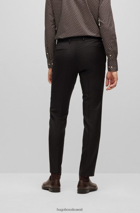 4TFNJN2734 أسود Hugo Boss بنطال هوغو أسود بقصّة ضيّقة للغاية مصنوع من الصوف البكر