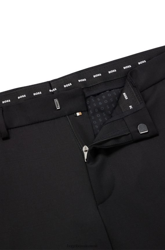 4TFNJN2734 أسود Hugo Boss بنطال هوغو أسود بقصّة ضيّقة للغاية مصنوع من الصوف البكر