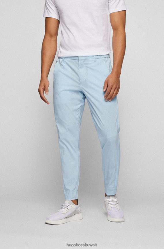 4TFNJN2741 أزرق فاتح Hugo Boss بنطلون هوغو ذو قصة ضيقة من مزيج القطن باللون الأزرق الفاتح مع شريط درز جانبي