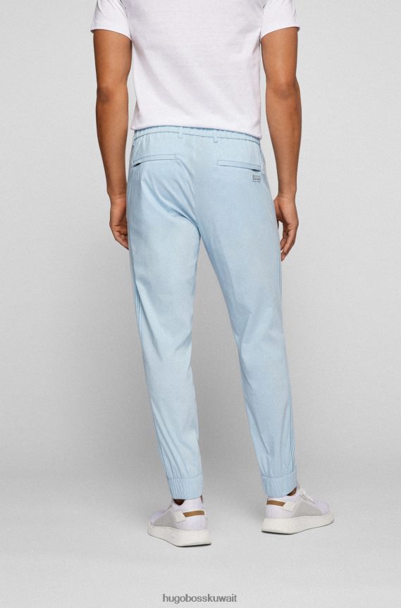 4TFNJN2741 أزرق فاتح Hugo Boss بنطلون هوغو ذو قصة ضيقة من مزيج القطن باللون الأزرق الفاتح مع شريط درز جانبي