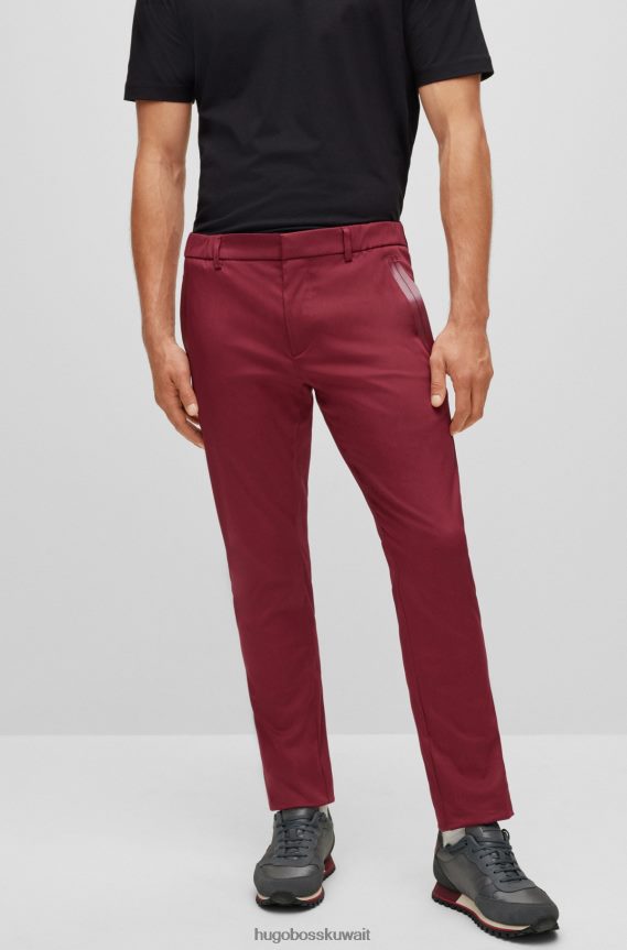 4TFNJN2757 وردي غامق Hugo Boss بنطلون هوغو ذو قصة ضيقة باللون الوردي الداكن مصنوع من مزيج القطن