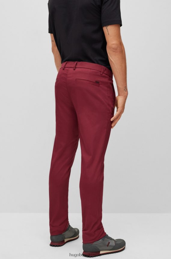4TFNJN2757 وردي غامق Hugo Boss بنطلون هوغو ذو قصة ضيقة باللون الوردي الداكن مصنوع من مزيج القطن
