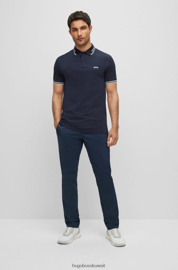 4TFNJN2758 أزرق غامق Hugo Boss بنطال Hugo بقصة ضيقة من مزيج القطن باللون الأزرق الداكن