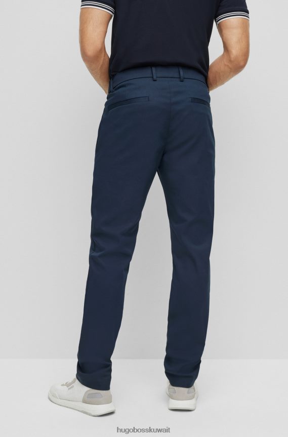 4TFNJN2758 أزرق غامق Hugo Boss بنطال Hugo بقصة ضيقة من مزيج القطن باللون الأزرق الداكن