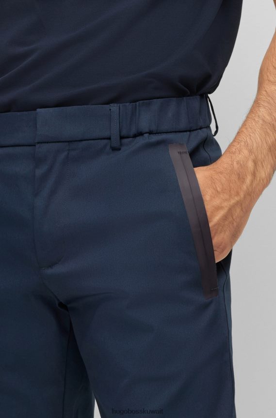 4TFNJN2758 أزرق غامق Hugo Boss بنطال Hugo بقصة ضيقة من مزيج القطن باللون الأزرق الداكن