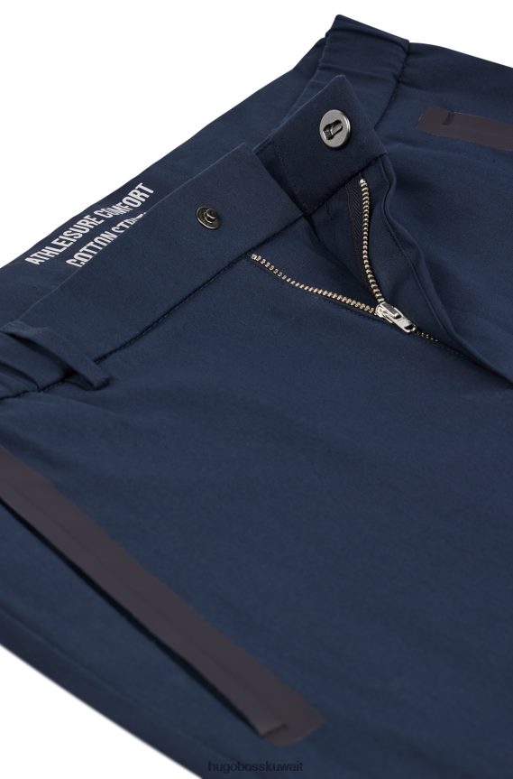4TFNJN2758 أزرق غامق Hugo Boss بنطال Hugo بقصة ضيقة من مزيج القطن باللون الأزرق الداكن
