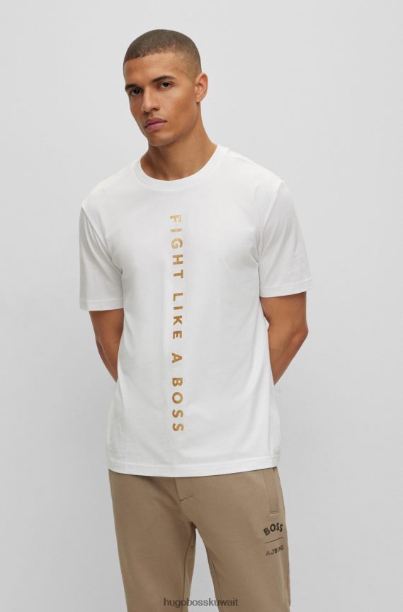 4TFNJN2771 أبيض Hugo Boss تي شيرت بقصة عادية من الجيرسي القطني x ajbxng