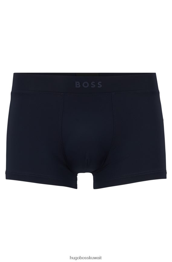 4TFNJN2773 أزرق غامق Hugo Boss سروال من الألياف الدقيقة المطاطية مع حزام خصر يحمل شعار Hugo باللون الأزرق الداكن