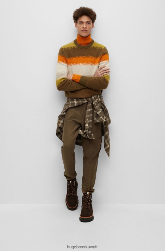 4TFNJN2781 منقوشة Hugo Boss سترة ذات قصة عادية مع خطوط متحللة من مزيج الصوف بنمط هوغو