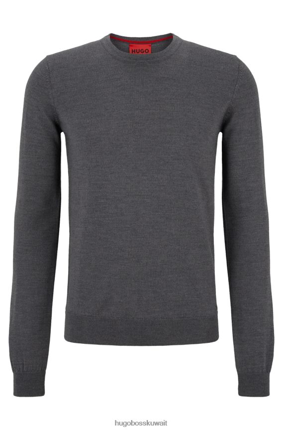 4TFNJN2794 الرمادي الداكن Hugo Boss سترة ضيقة من صوف ميرينو فائق النعومة باللون الرمادي الداكن