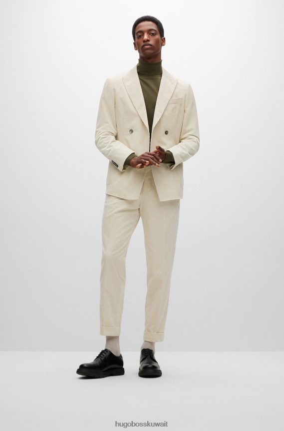 4TFNJN2801 أبيض Hugo Boss بنطال Hugo ذو قصة ضيقة مصنوع من القطن الأبيض