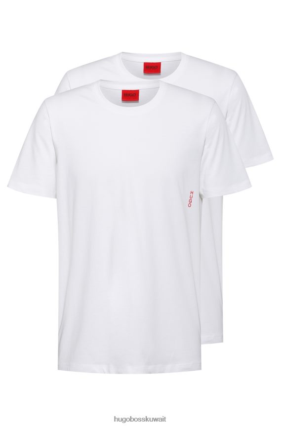 4TFNJN2827 أبيض Hugo Boss تي شيرتان من القطن من Hugo مع شعار عمودي باللون الأبيض
