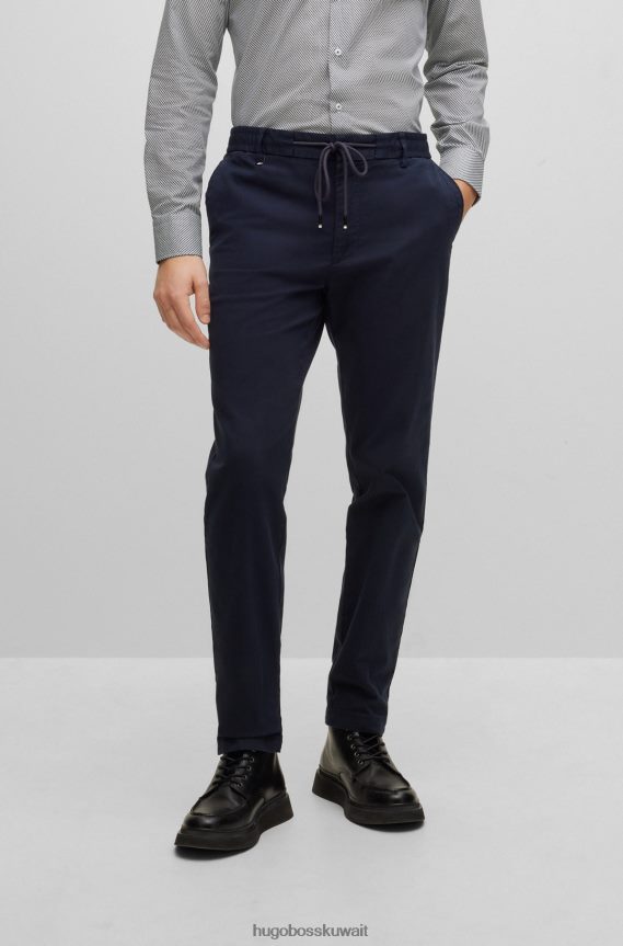 4TFNJN2836 أزرق غامق Hugo Boss بنطال بقصّة ضيّقة من قطن الجبردين المطاطي باللون الأزرق الداكن