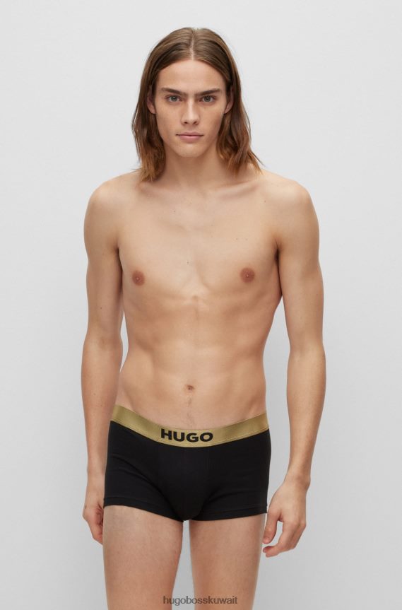 4TFNJN2838 أسود Hugo Boss Hugo أسود - حزمة من قطعتين من السراويل القطنية المطاطية مع أحزمة خصر تحمل الشعار