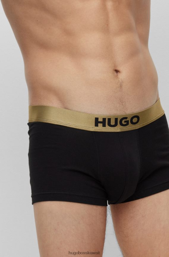 4TFNJN2838 أسود Hugo Boss Hugo أسود - حزمة من قطعتين من السراويل القطنية المطاطية مع أحزمة خصر تحمل الشعار
