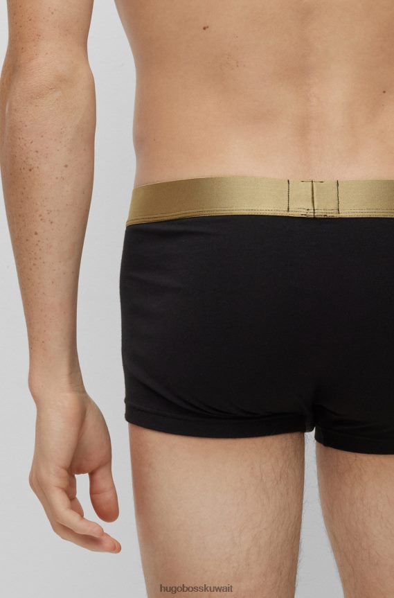 4TFNJN2838 أسود Hugo Boss Hugo أسود - حزمة من قطعتين من السراويل القطنية المطاطية مع أحزمة خصر تحمل الشعار