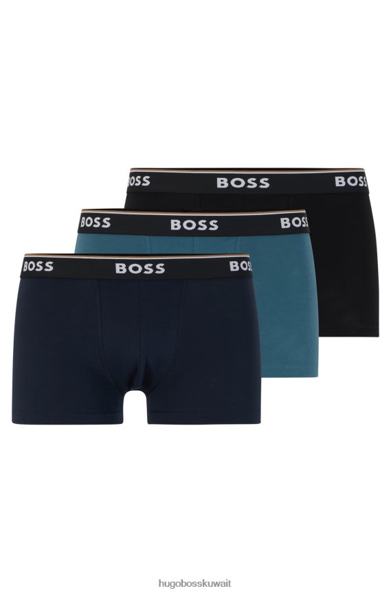 4TFNJN2847 منقوشة Hugo Boss حزمة من ثلاثة سراويل داخلية من القطن المطاطي منقوشة مع شعار Hugo
