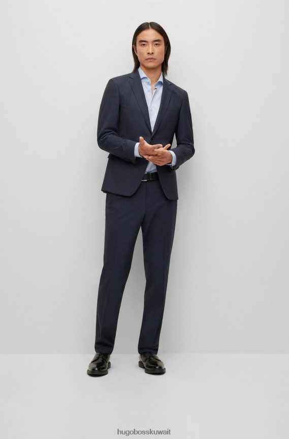 4TFNJN2850 أزرق فاتح Hugo Boss قميص Hugo ذو قصة ضيقة باللون الأزرق الفاتح مصنوع من القطن العضوي غير القابل للكي