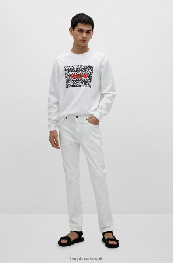 4TFNJN2856 أبيض Hugo Boss جينز هوغو الأبيض النحيف من قماش الدنيم المريح والمطاط