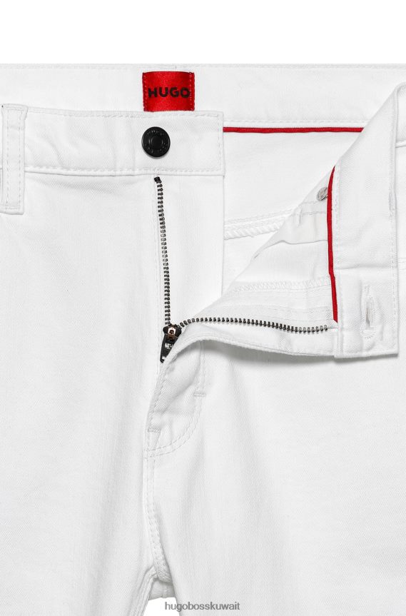 4TFNJN2856 أبيض Hugo Boss جينز هوغو الأبيض النحيف من قماش الدنيم المريح والمطاط