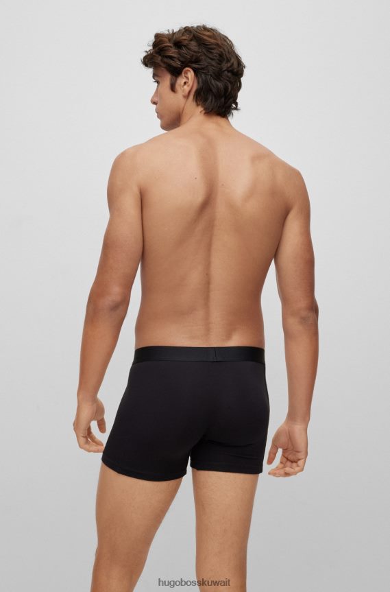 4TFNJN2863 أسود Hugo Boss Hugo حزمة من قطعتين من الملابس الداخلية للملاكم المطاطي مع شعار باللون الأسود
