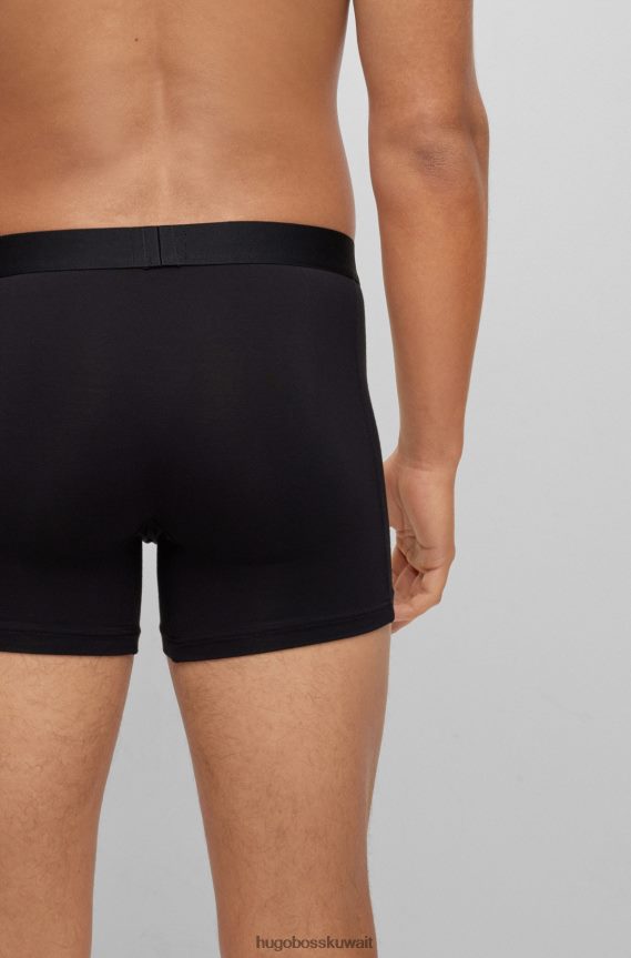 4TFNJN2863 أسود Hugo Boss Hugo حزمة من قطعتين من الملابس الداخلية للملاكم المطاطي مع شعار باللون الأسود