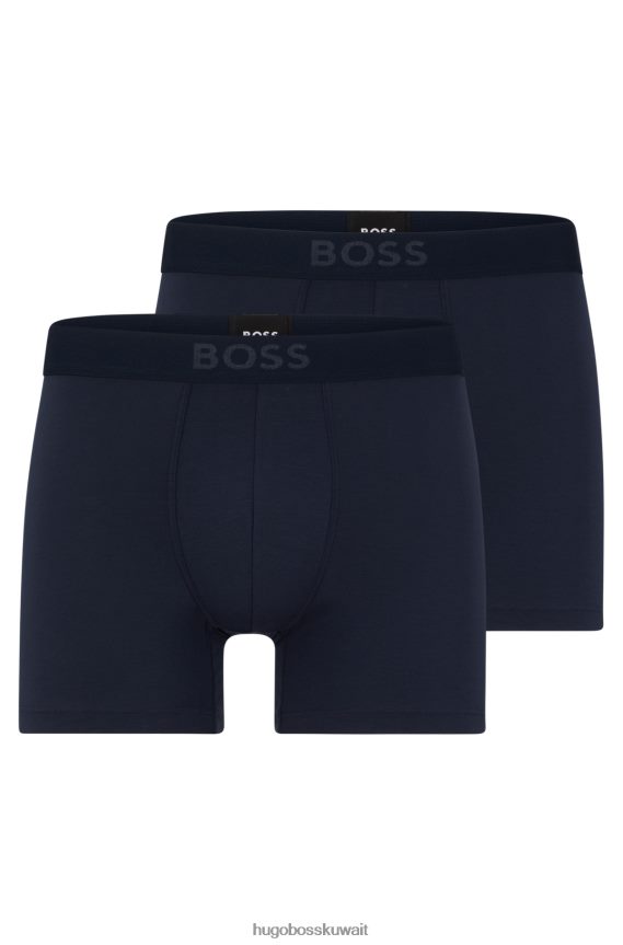 4TFNJN2864 أزرق غامق Hugo Boss حزمة من قطعتين من الملابس الداخلية للملاكم المطاطي مع شعار Hugo باللون الأزرق الداكن