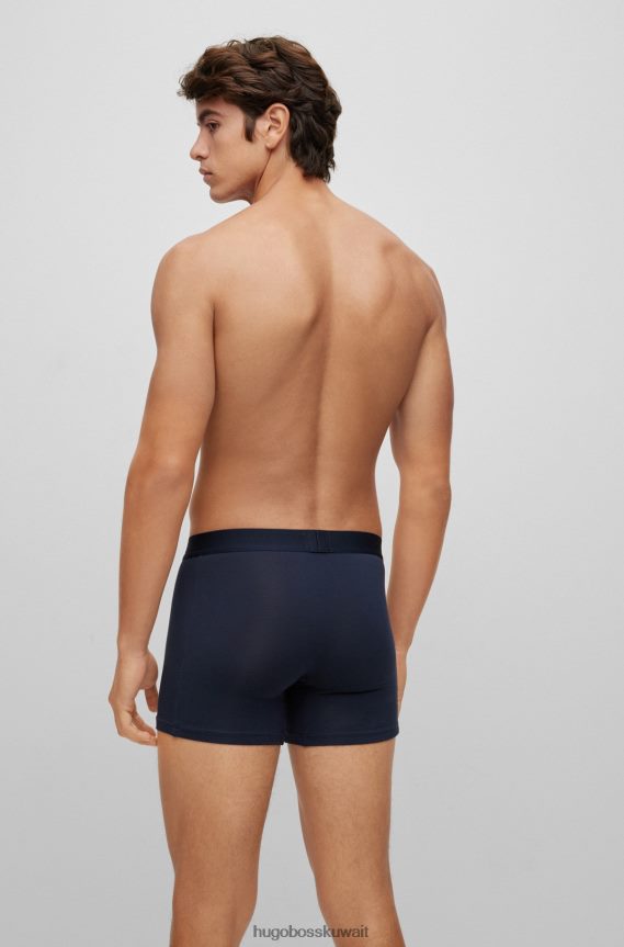 4TFNJN2864 أزرق غامق Hugo Boss حزمة من قطعتين من الملابس الداخلية للملاكم المطاطي مع شعار Hugo باللون الأزرق الداكن