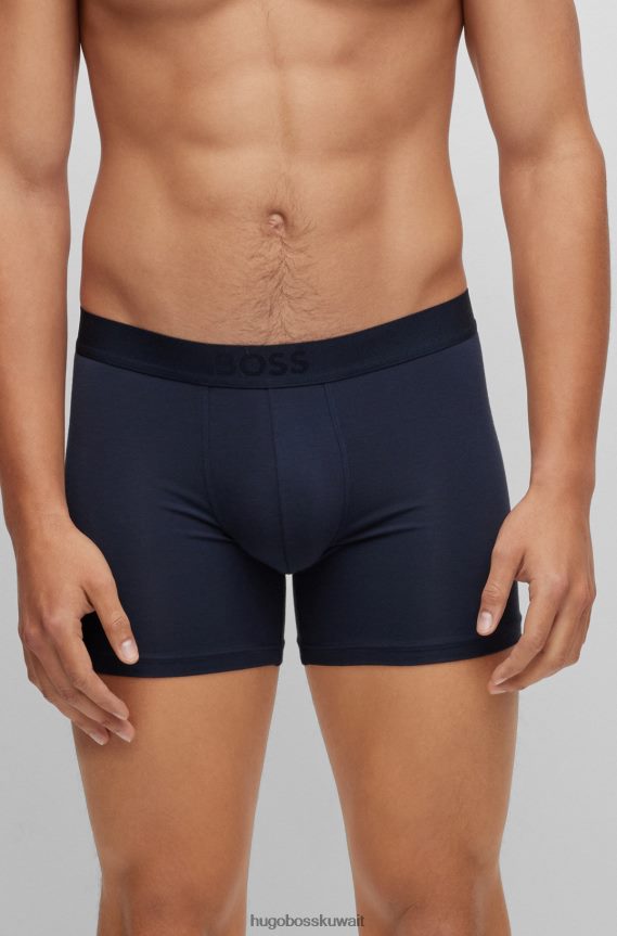 4TFNJN2864 أزرق غامق Hugo Boss حزمة من قطعتين من الملابس الداخلية للملاكم المطاطي مع شعار Hugo باللون الأزرق الداكن