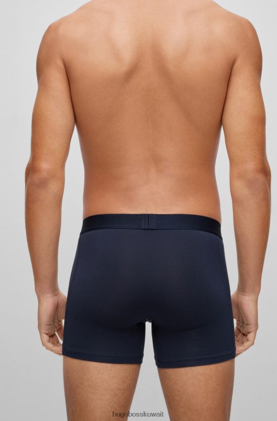 4TFNJN2864 أزرق غامق Hugo Boss حزمة من قطعتين من الملابس الداخلية للملاكم المطاطي مع شعار Hugo باللون الأزرق الداكن