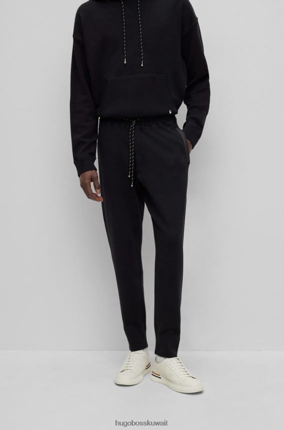 4TFNJN2865 أسود Hugo Boss سروال رياضي أسود بقصة عادية مصنوع من القطن والصوف البكر