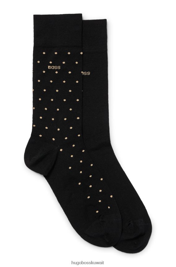 4TFNJN2875 أسود Hugo Boss Hugo - حزمة من اثنين من الجوارب المصنوعة من مزيج القطن المرسيري باللون الأسود